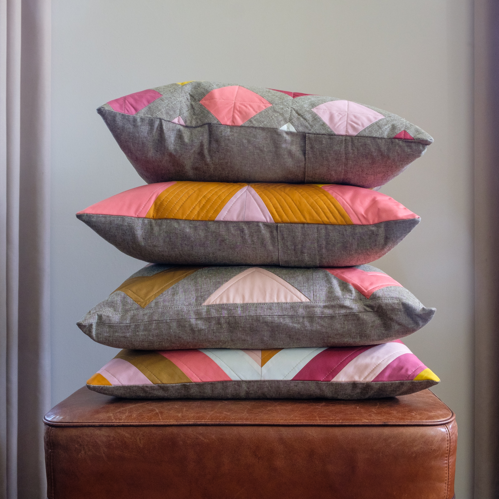 sewing patchwork cushions