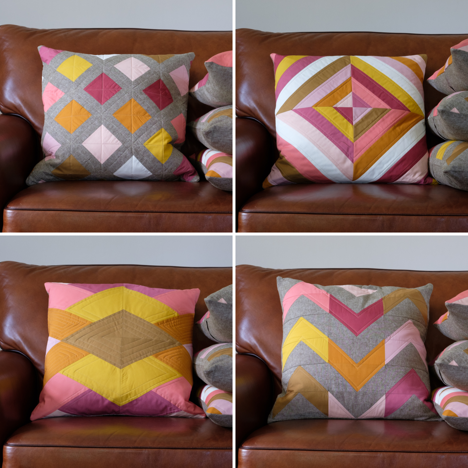 sewing patchwork cushions